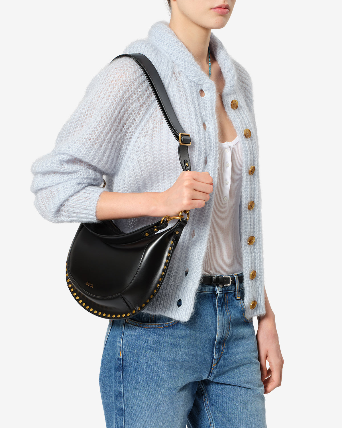Isabel Marant Naoko sac cuir noir clous 33 cm