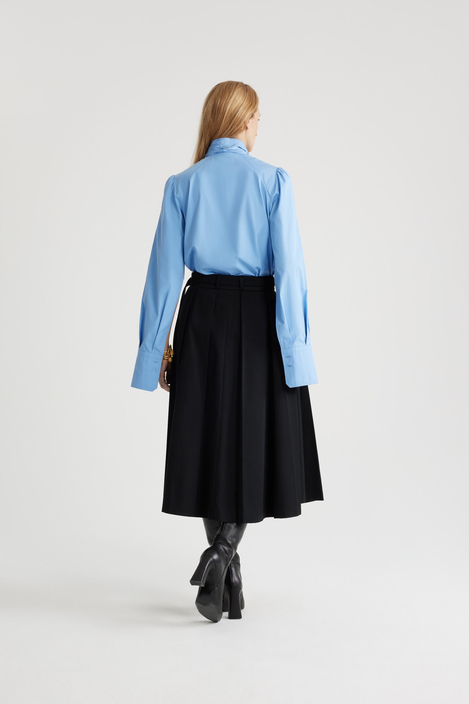 Patou H24BL0340017636B blouse bleu coton lavallière