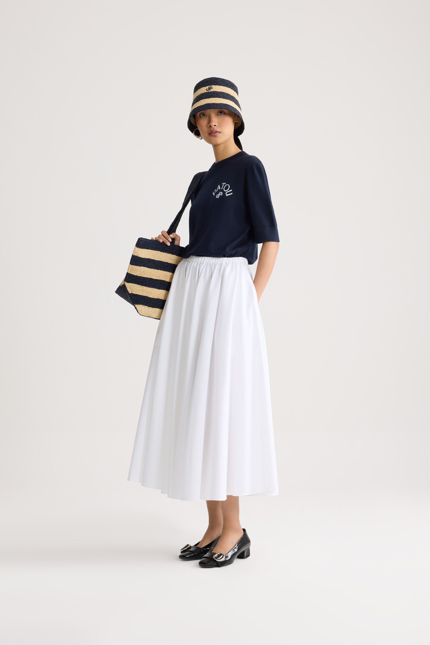 Patou KN300 pull coton manches courtes Deep Sea Blue