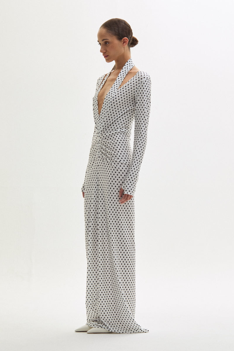 ATU Body Couture Teardrop Dress robe blanche motif noir