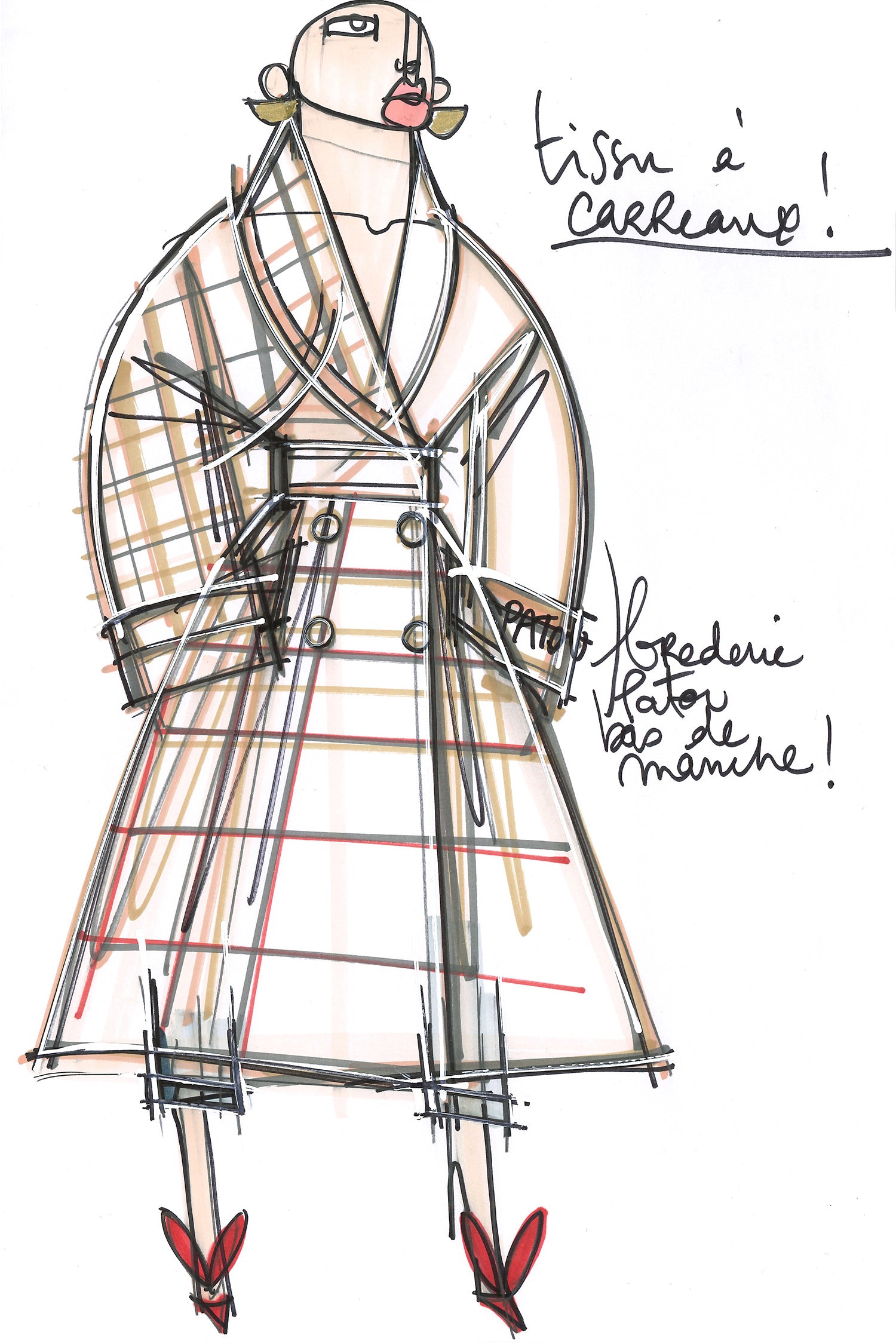 Patou Coats A20CO00500515027 trench tartan gabardine coton