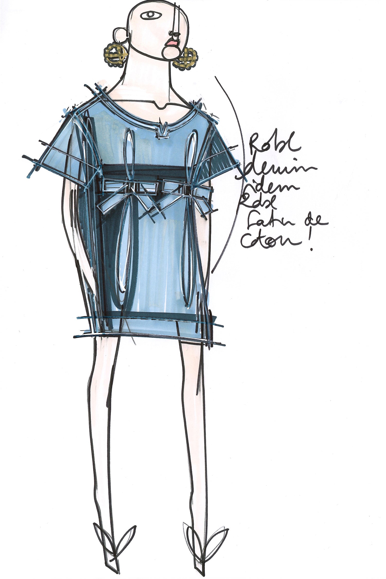 Patou A20DR0450008604D mini robe jean denim indigo nœud