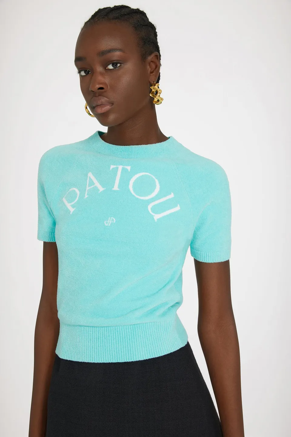 Patou KN156 top maille coton Acqua Blue