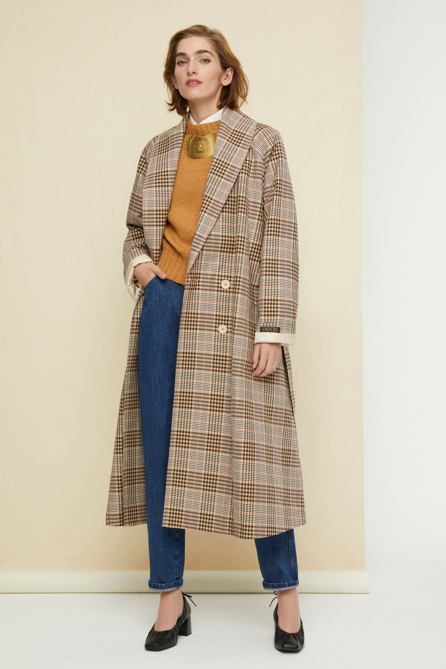 Patou Coats A20CO00500515027 trench tartan gabardine coton