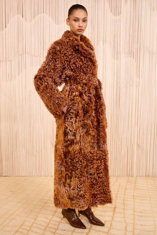 Ulla Johnson Ceryse manteau long Umber shearling réversible