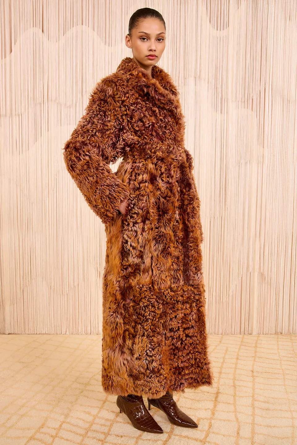 Ulla Johnson Ceryse manteau long Umber shearling réversible