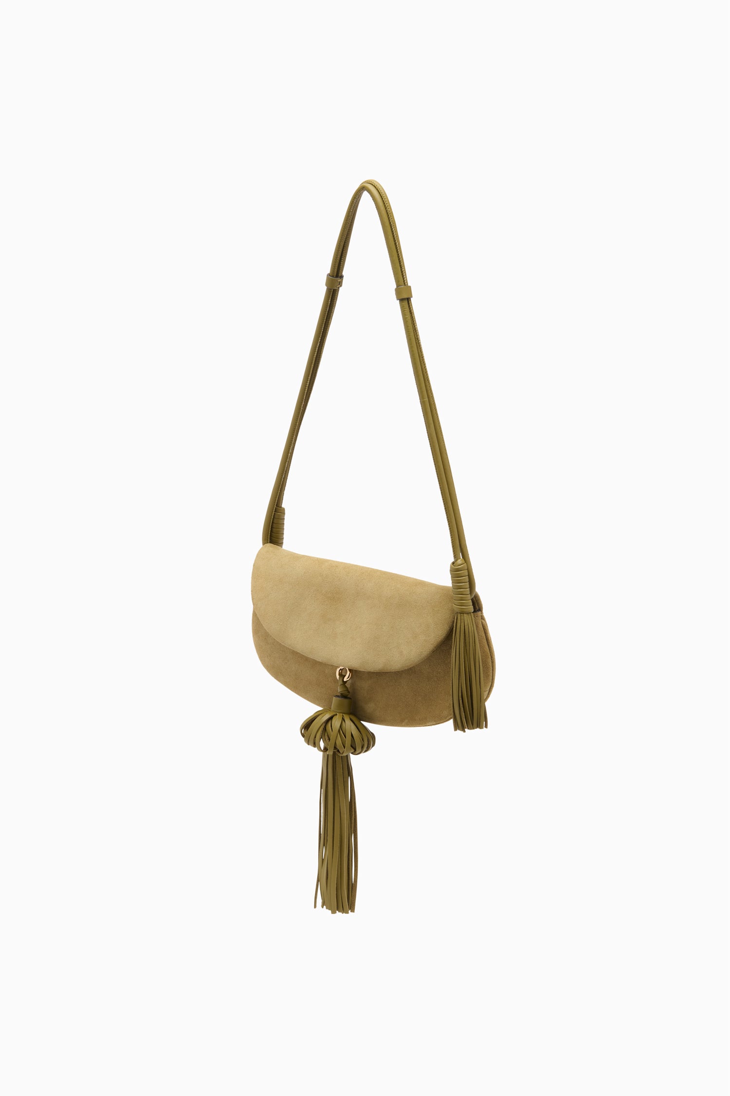 Ulla Johnson Paloma sac olive cuir suède pompons