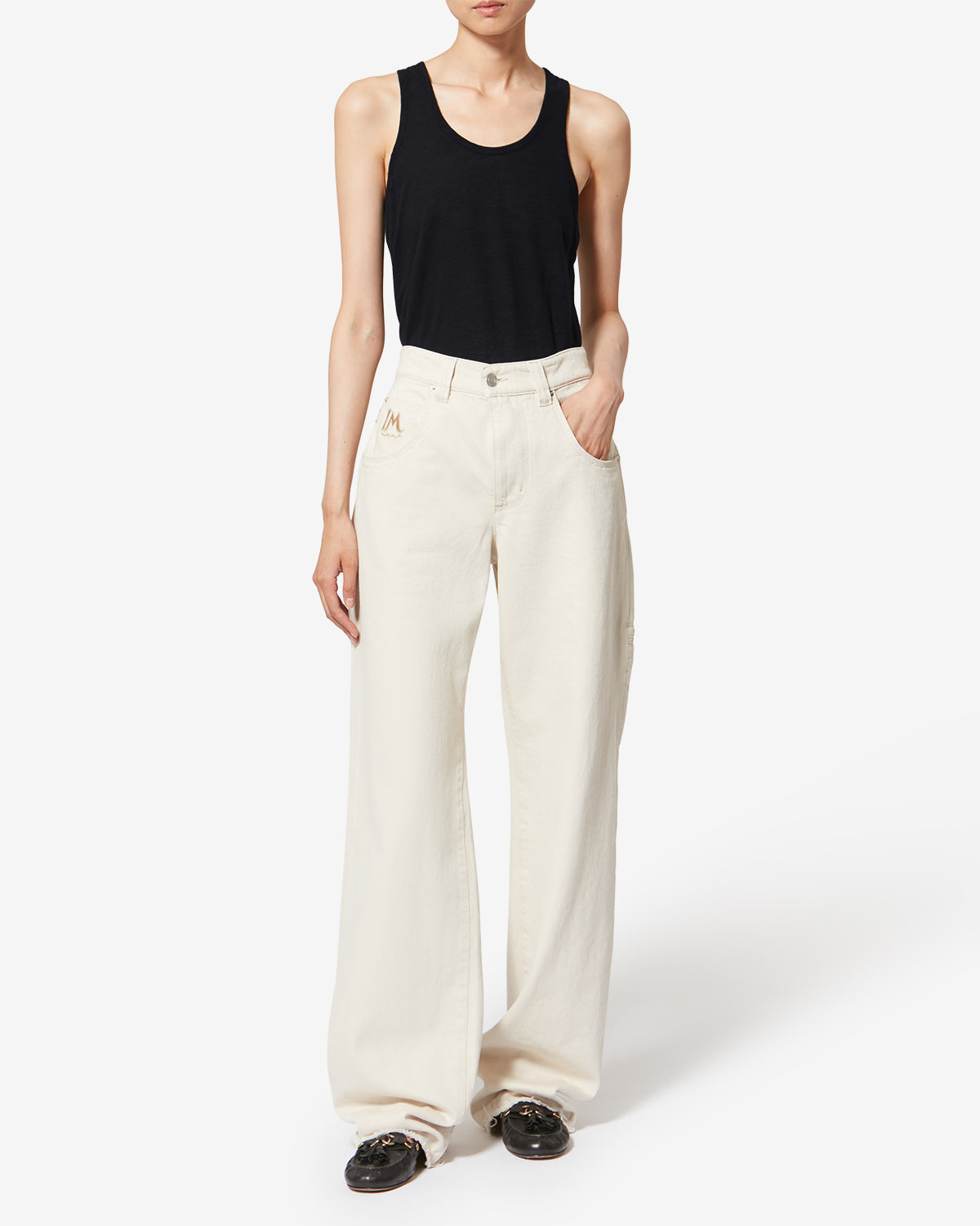Isabel Marant Thea débardeur lin noir sans manches