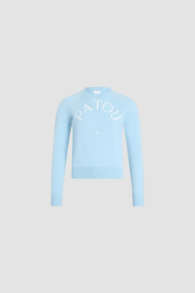 Patou P26KN110 pull jacquard laine Bleu Riviera