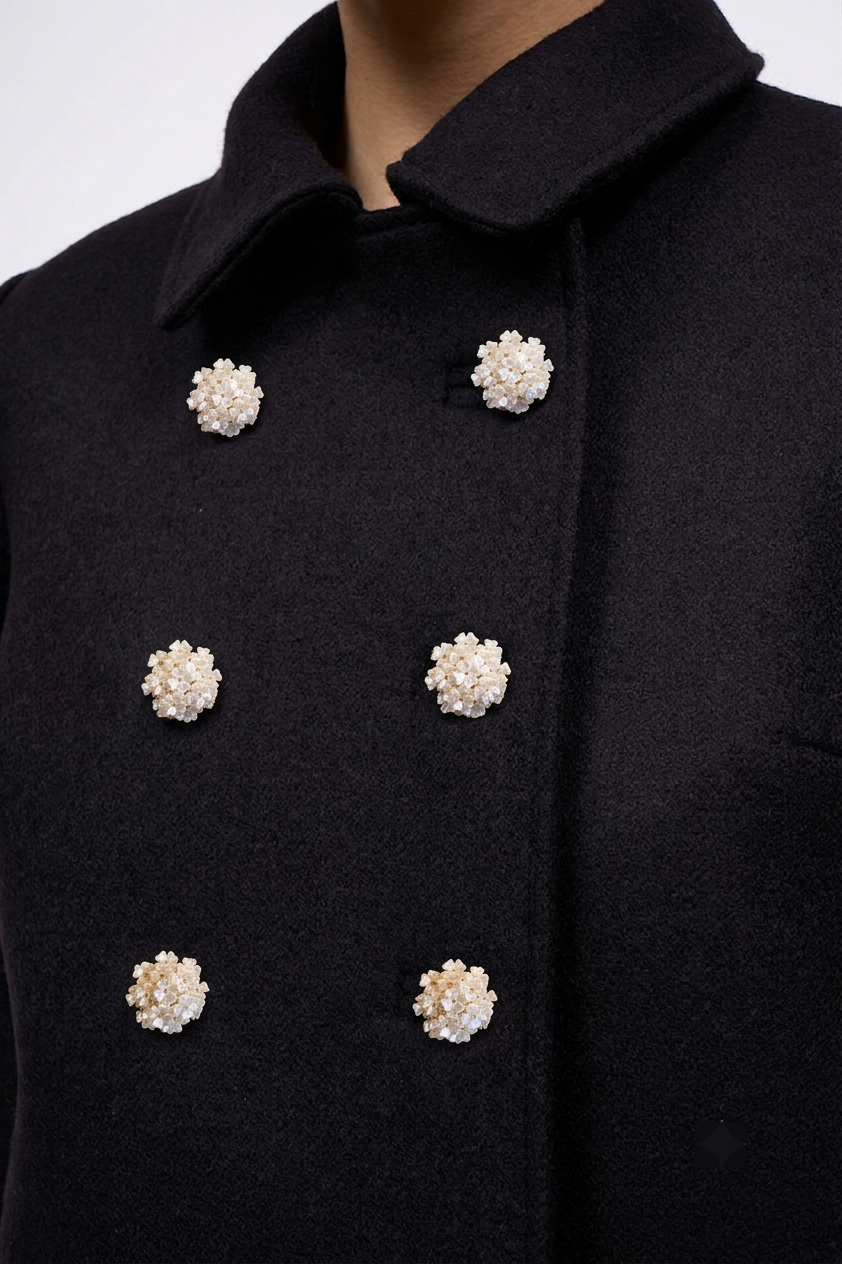 Paul & Joe Manteau feutre laine vierge GUIMET noir doublé