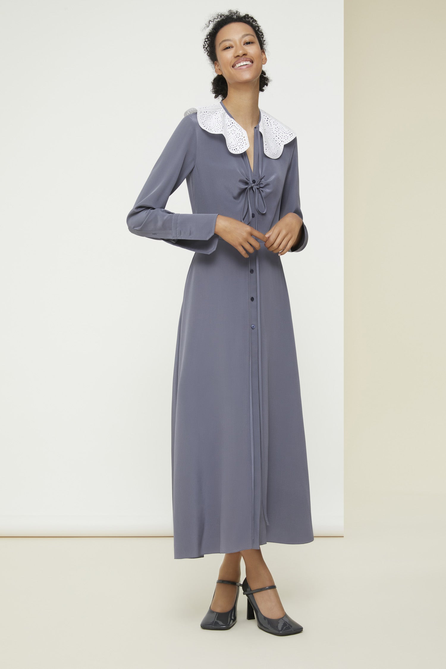 Patou P21DR0680013910A robe cocktail satin gris