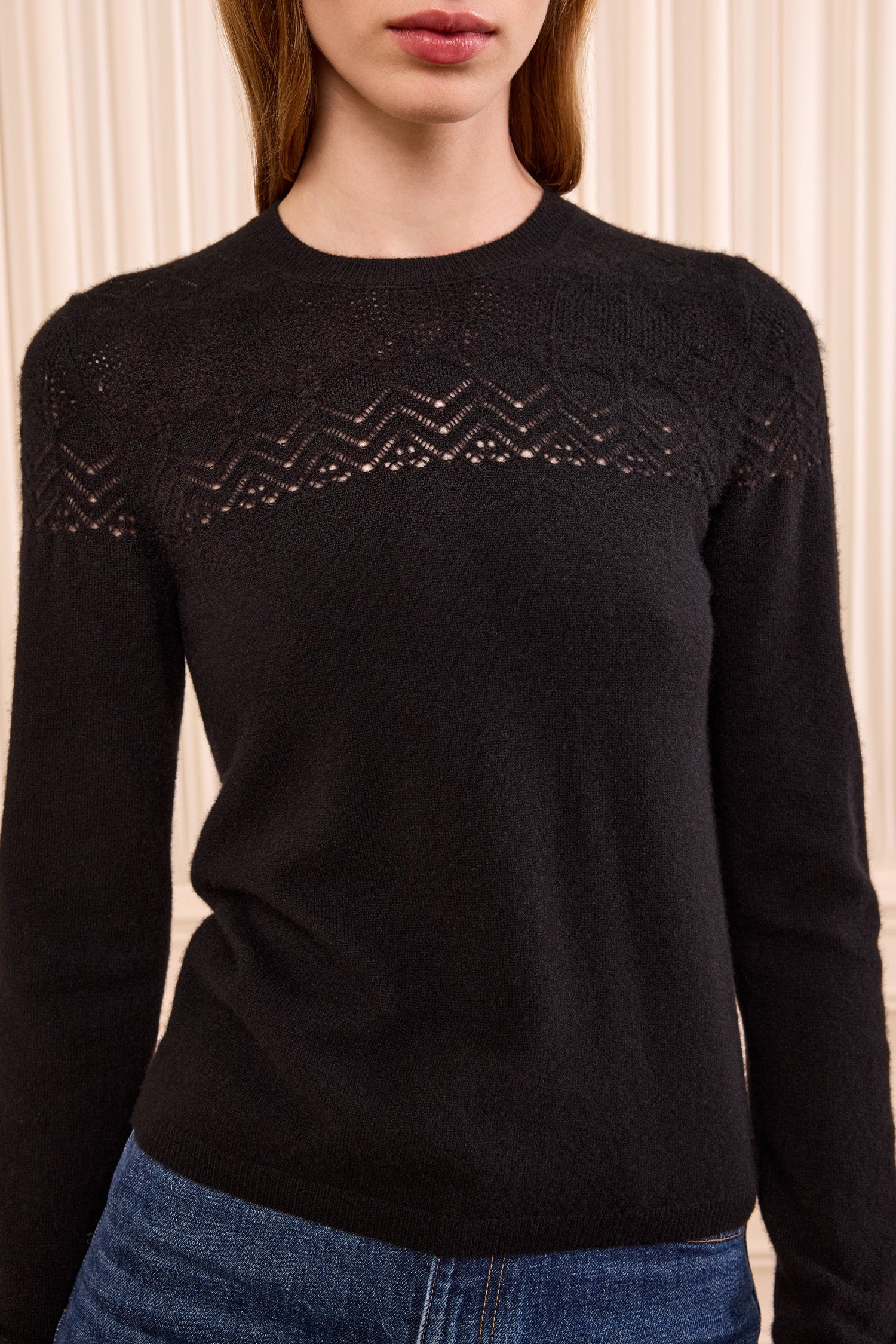 Ulla Johnson Emelie Top pull cachemire noir manches longues