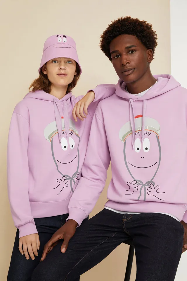 Patou Barbapapa JE048 sweat à capuche coton bio lilas