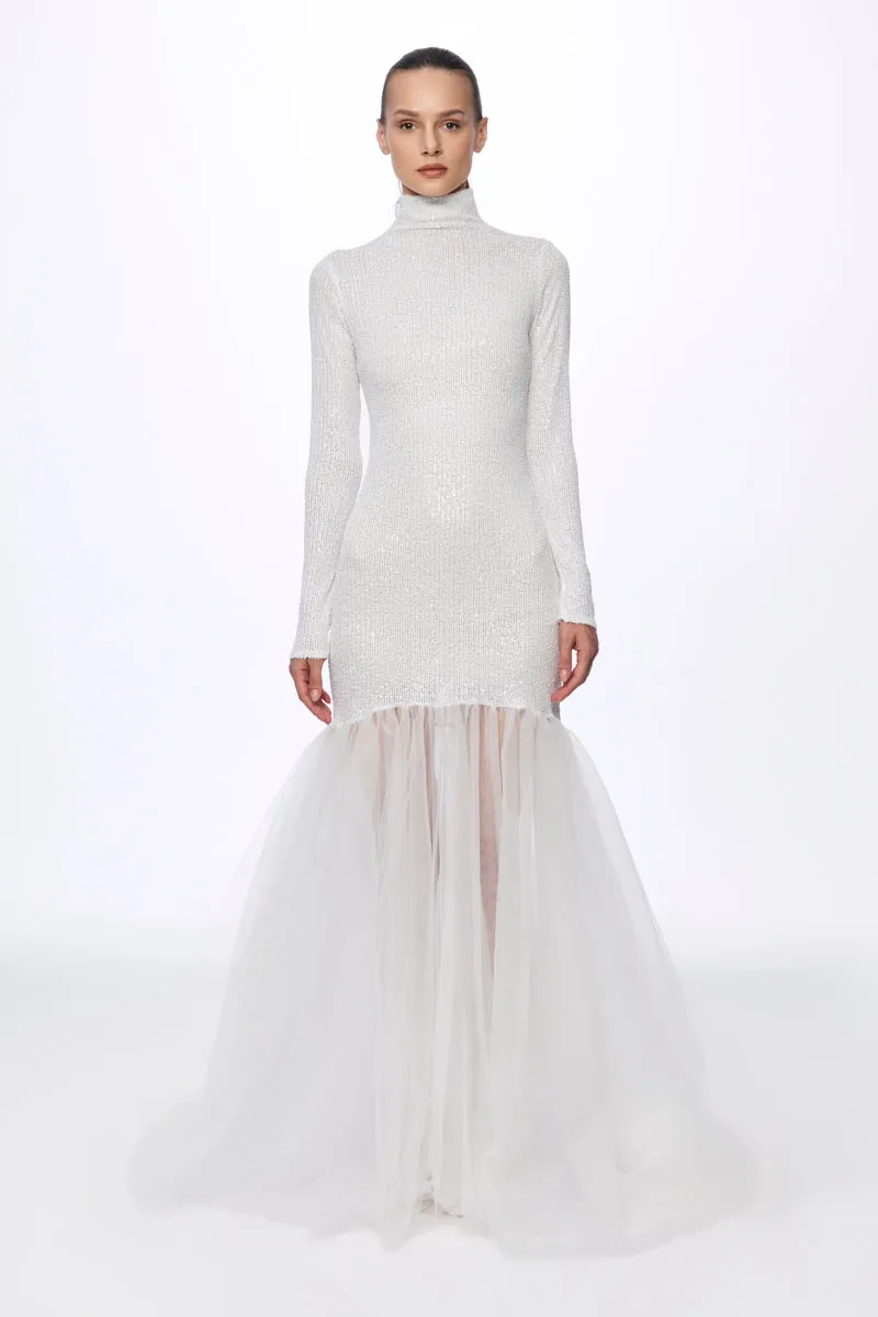 ATU Body Couture Sequins robe sequins blanche tulle taille S