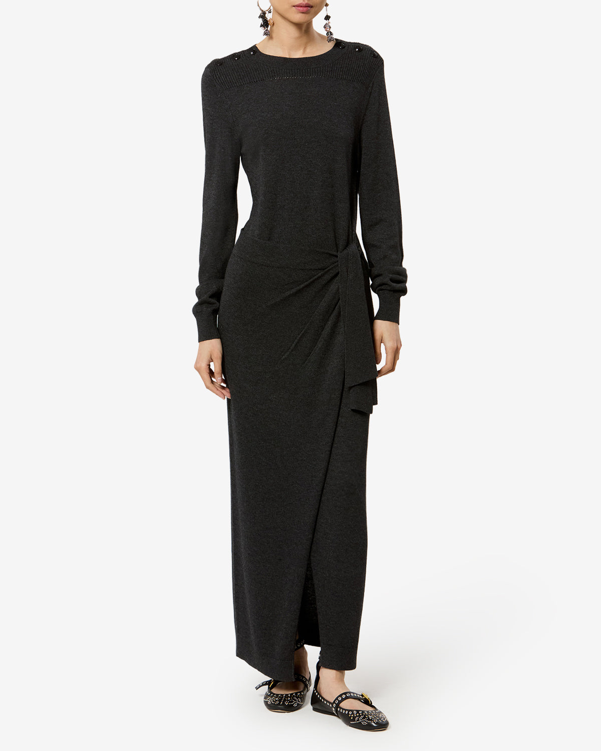 Isabel Marant Jozira RO1187 robe pull anthracite laine longue
