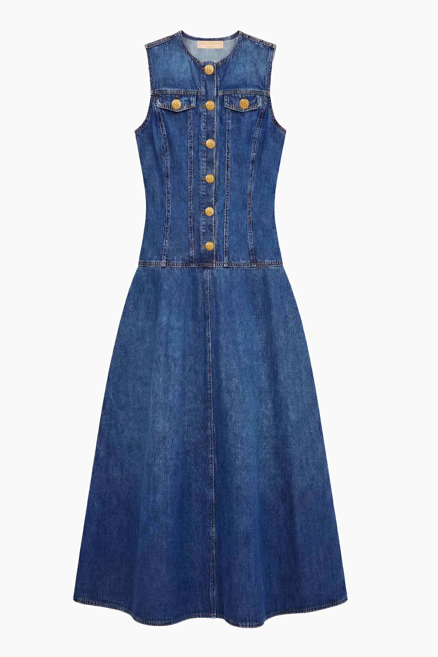 Ulla Johnson Odella Robe Denim Nile Jean Midi Sans Manches