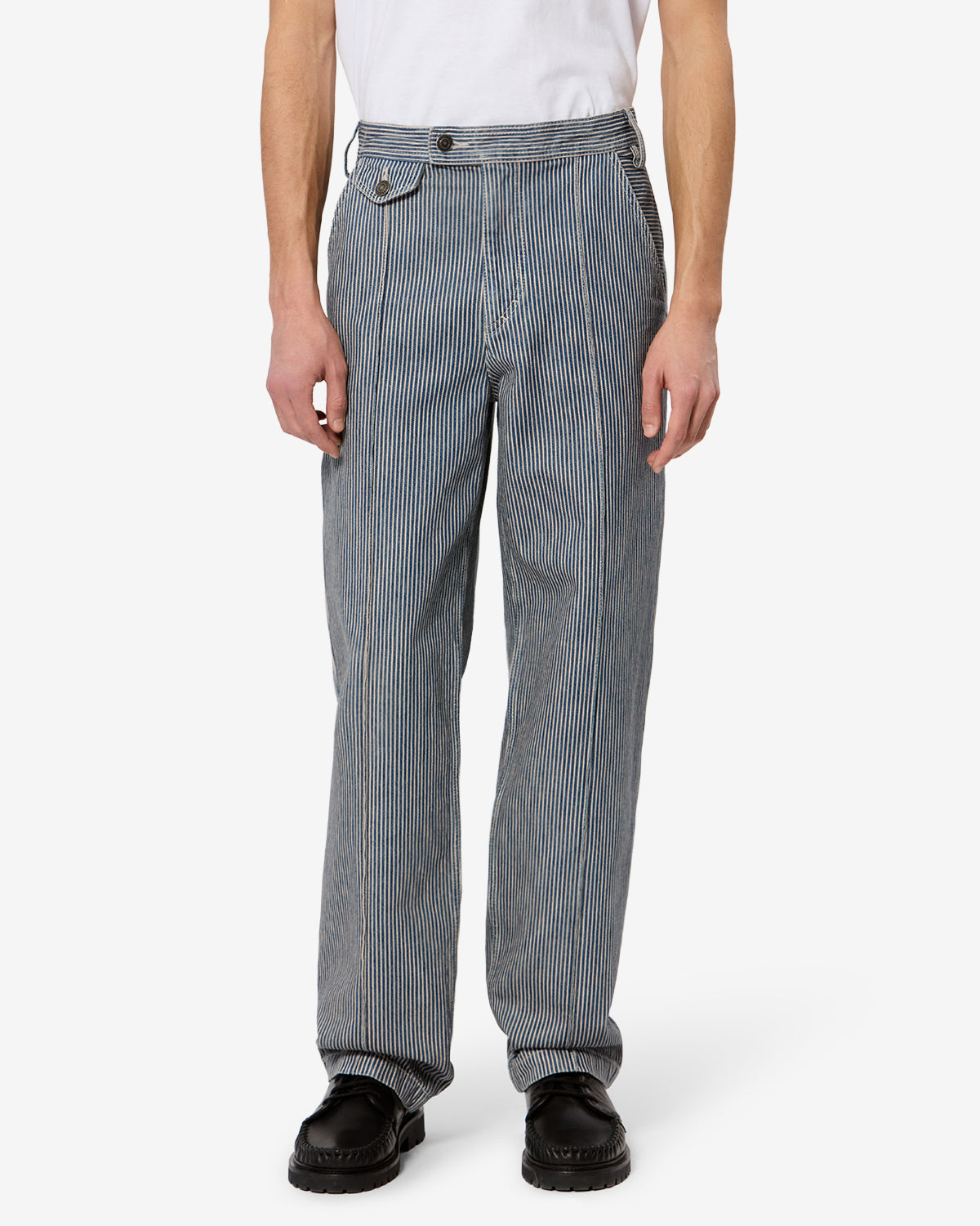 Isabel Marant Elois PA0787HA-D3H05H jean droit bleu-blanc