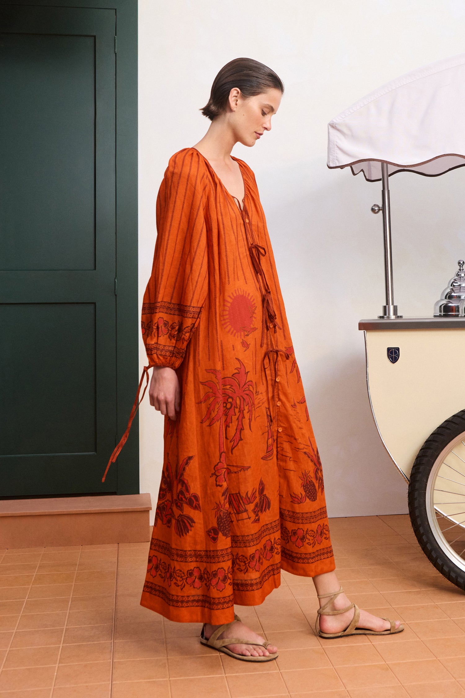 Alemäis Boathouse robe chemisier midi coton imprimée