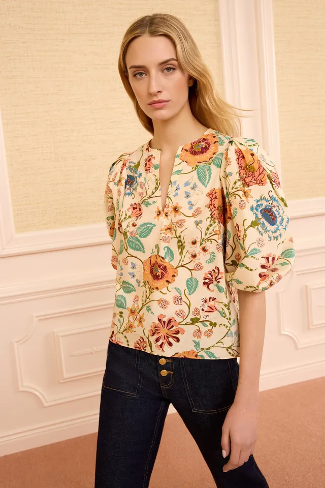 Ulla Johnson Florielle Top Abalone haut coton floral
