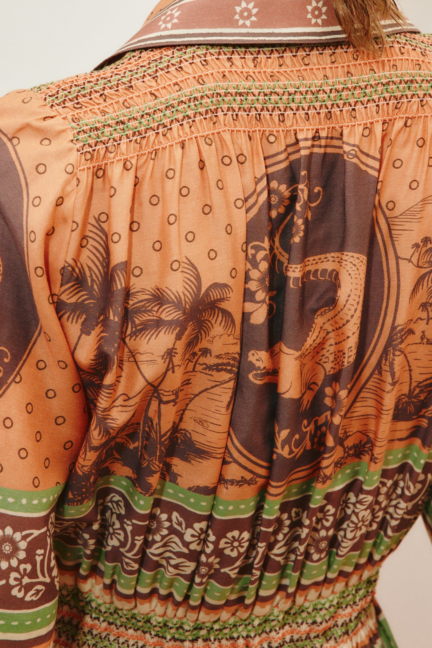 Alemais Alberta robe chemise midi smockée