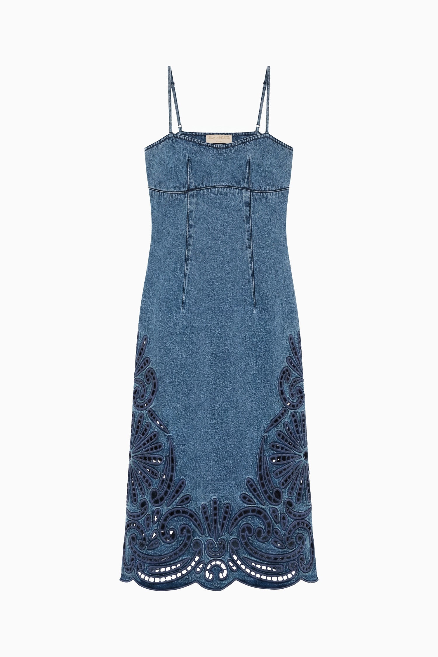 Ulla Johnson Jane Eyelet Denim Dress robe jean River midi