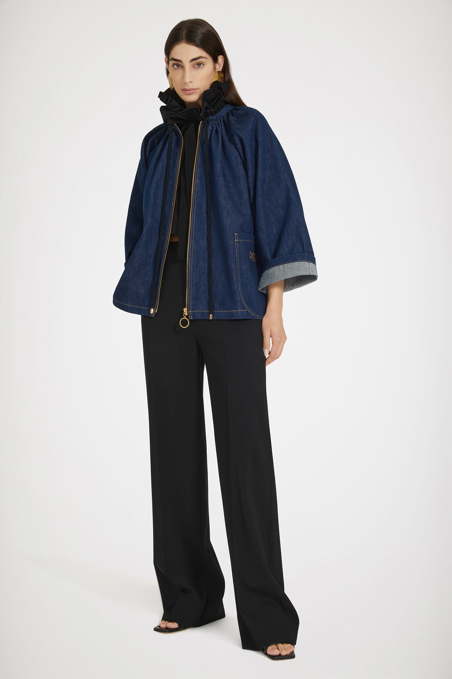 Patou P24OU0260008602D veste jean bleu denim bio