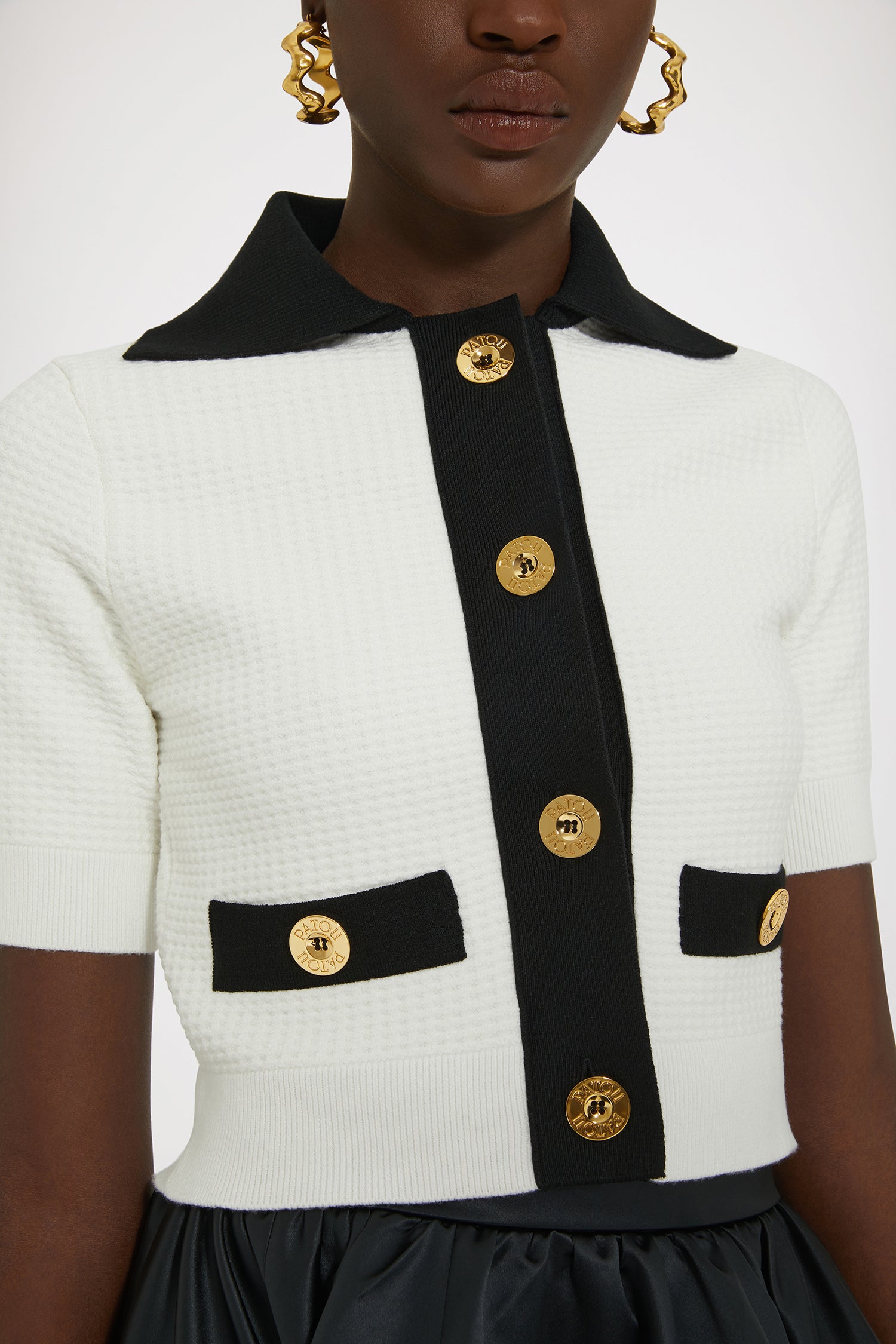 Patou P24KN170 gilet maille 3D blanche boutons JP