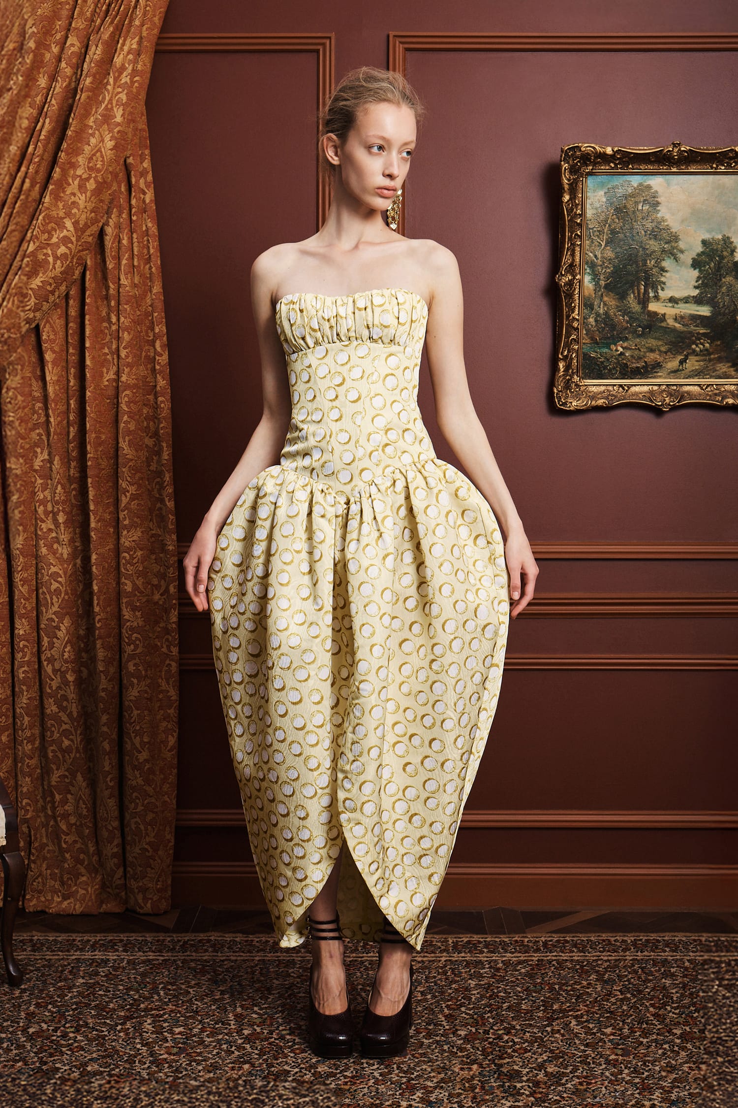 Alemäis Paula Gown robe bustier sculptée à pois