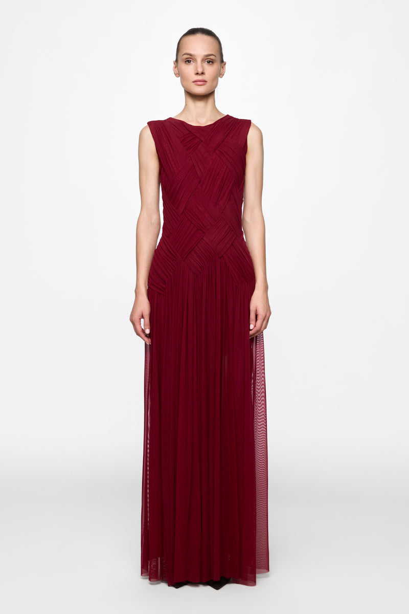 ATU Body Couture Emotional Dress robe longue bordeaux tulle