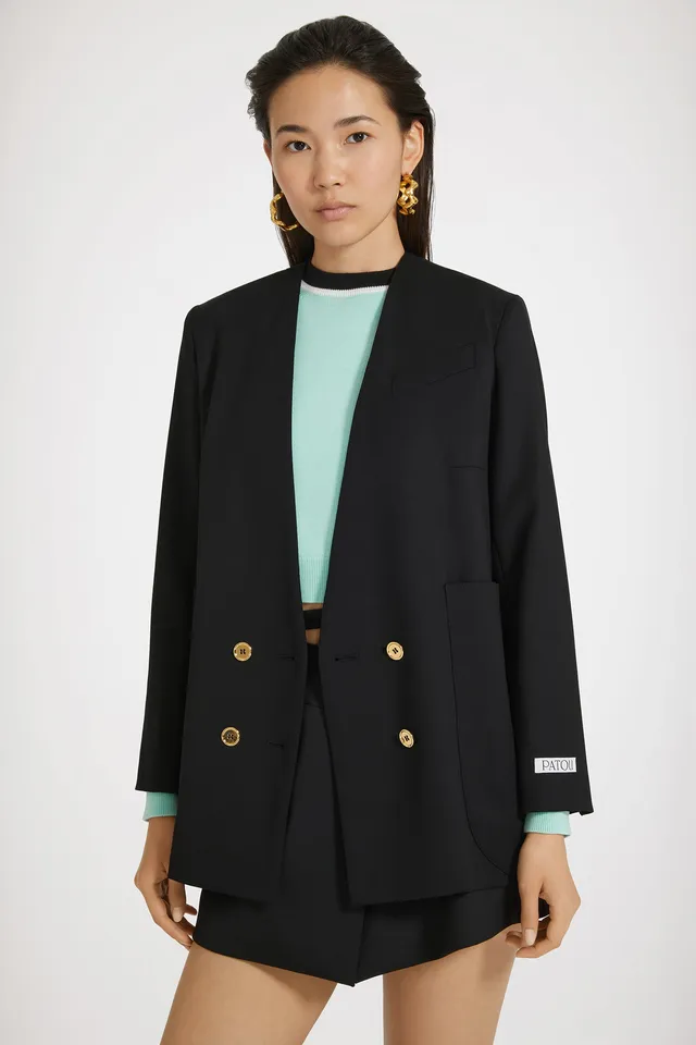 Patou JA0020005999B veste en laine noire double-boutonnée