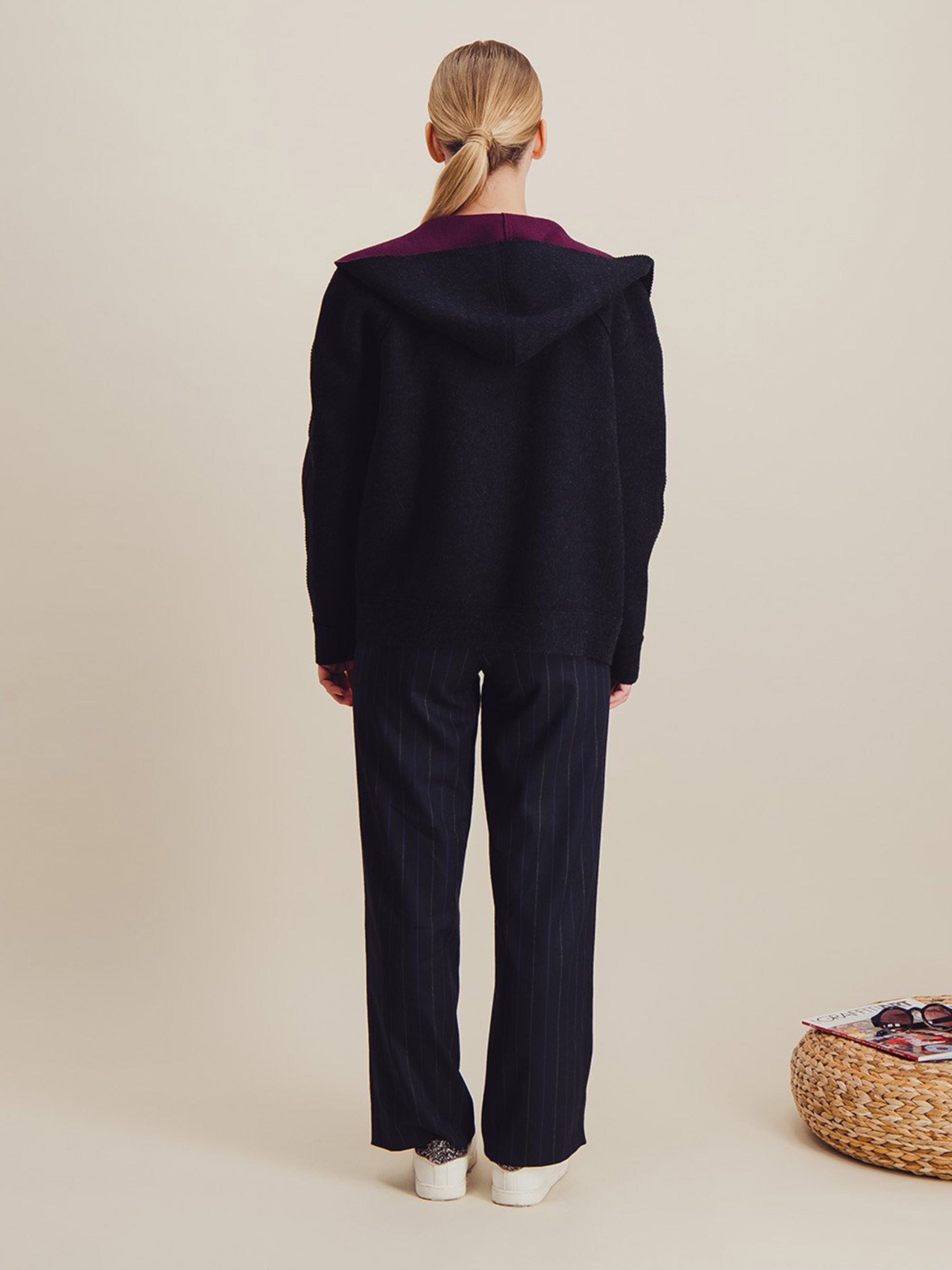 Anahide Saint André Domaru blouson laine réversible prune gris