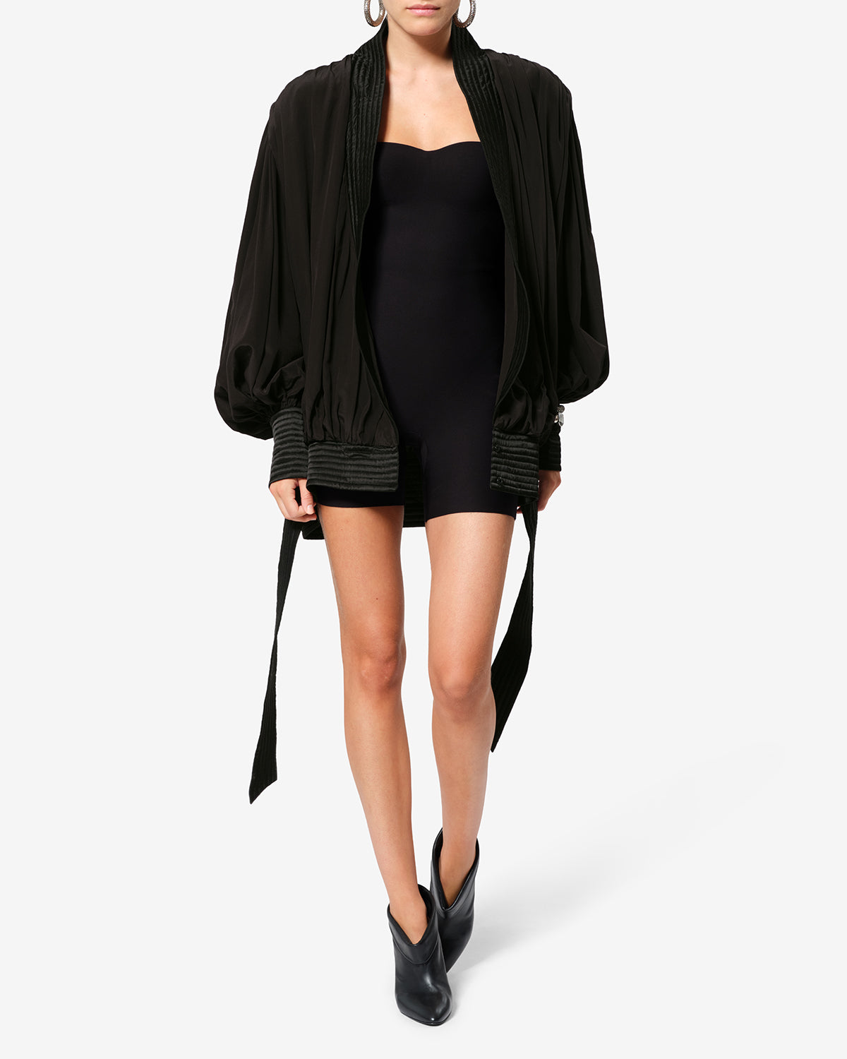 Isabel Marant Diljane veste soie noire ceinture