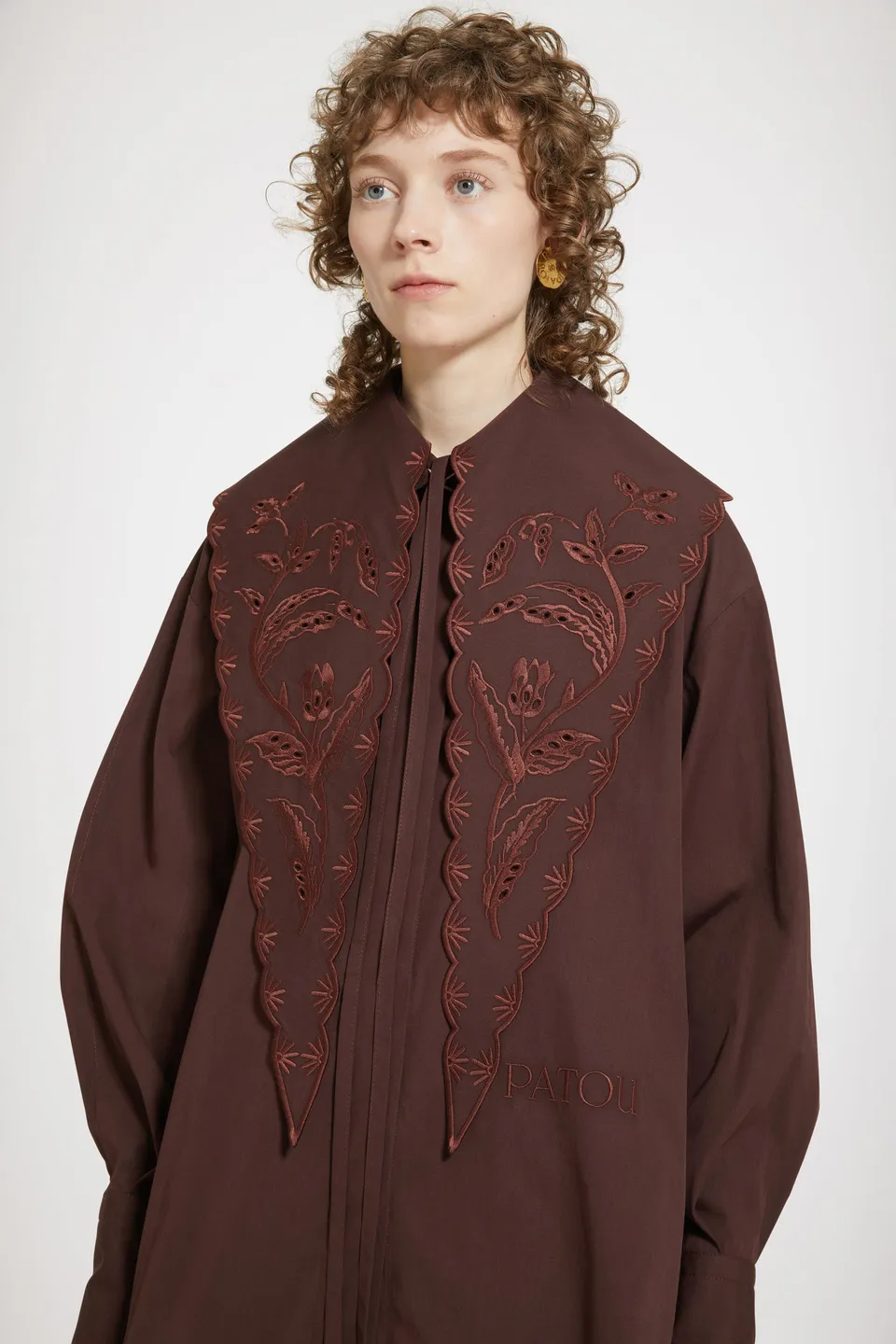 Patou H23AC0530017804B col brodé coton bio marron