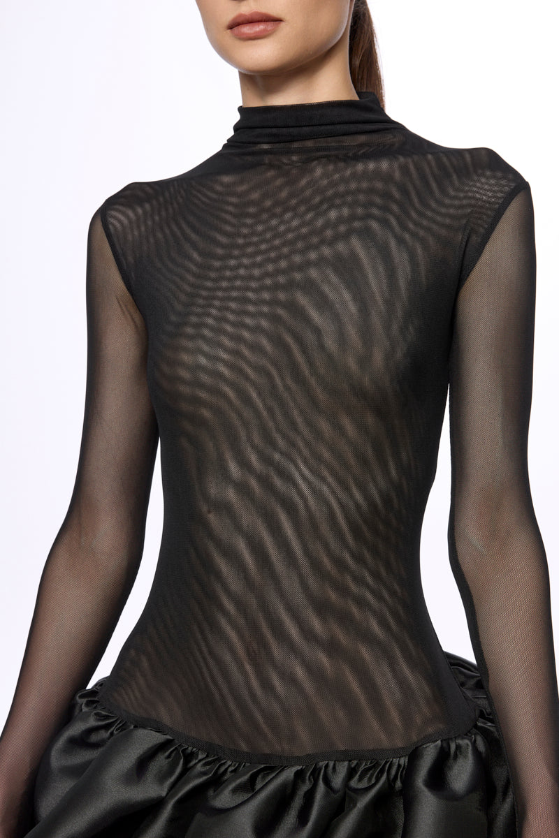 ATU Body Couture Midi Mini Robe Tulle Noire Volant S