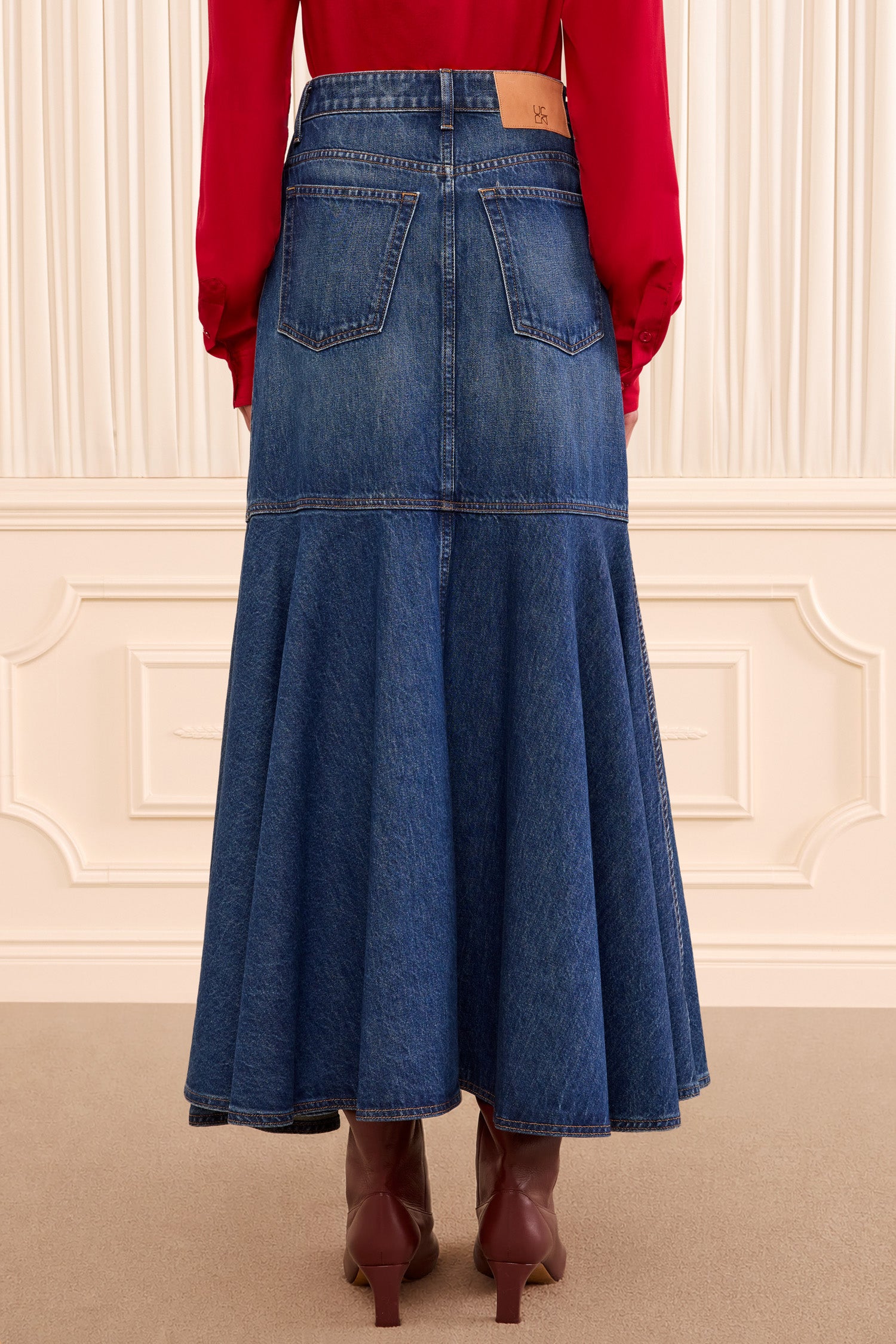 Ulla Johnson Madelyn jupe midi jean Nile coton