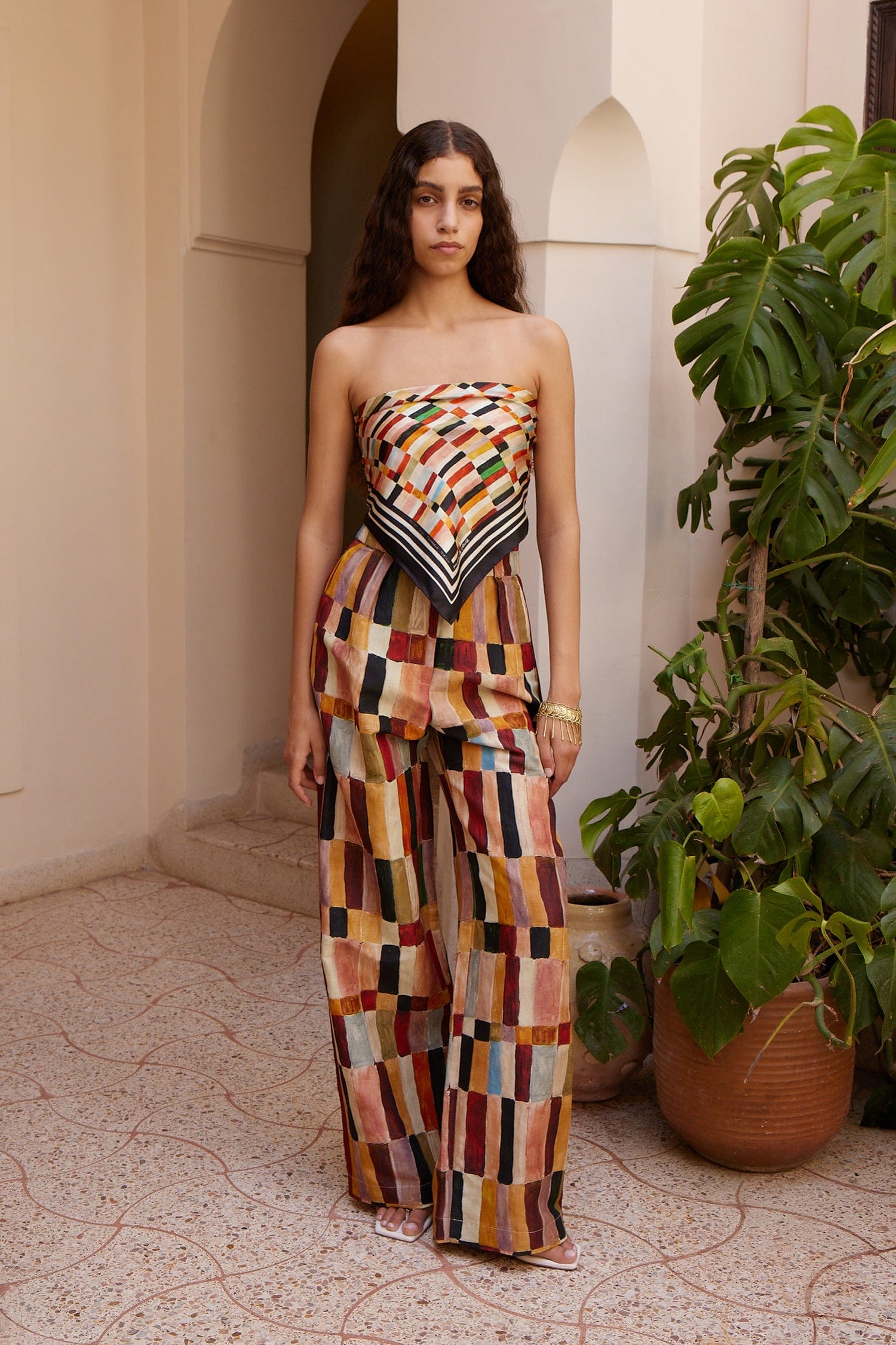 Alemais Marjorelle pantalon lin soie imprimé
