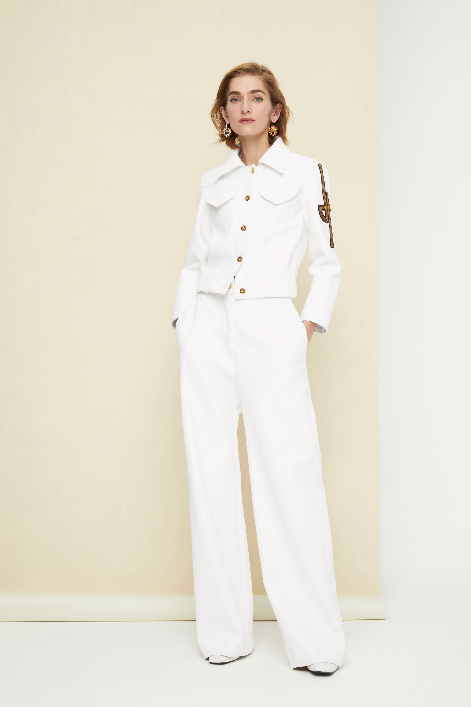 Patou TR002 pantalon cuir vegan ivoire droit