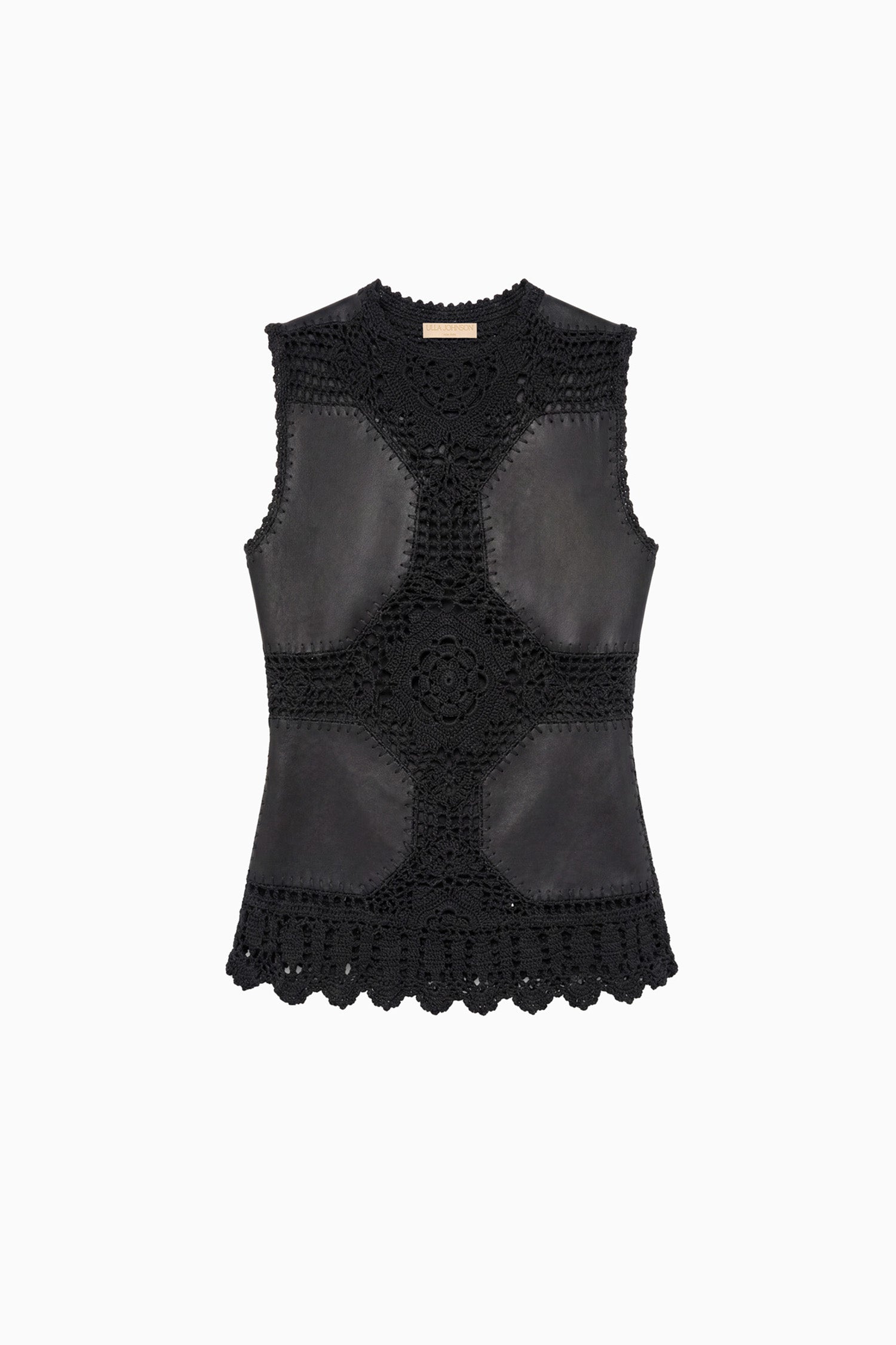 Ulla Johnson Livia Top crochet cuir Noir