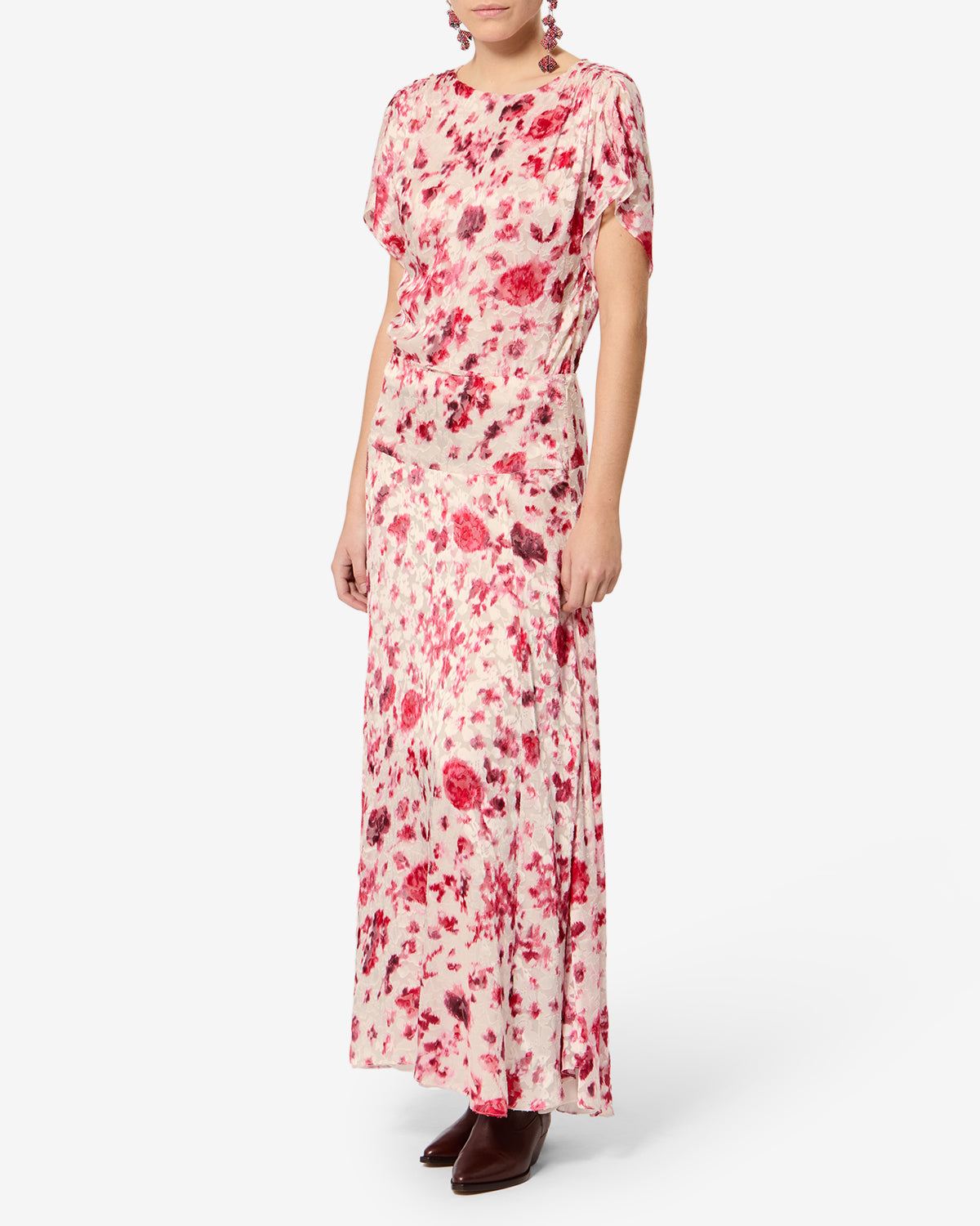 Isabel Marant Hilza jupe longue soie écru-rose