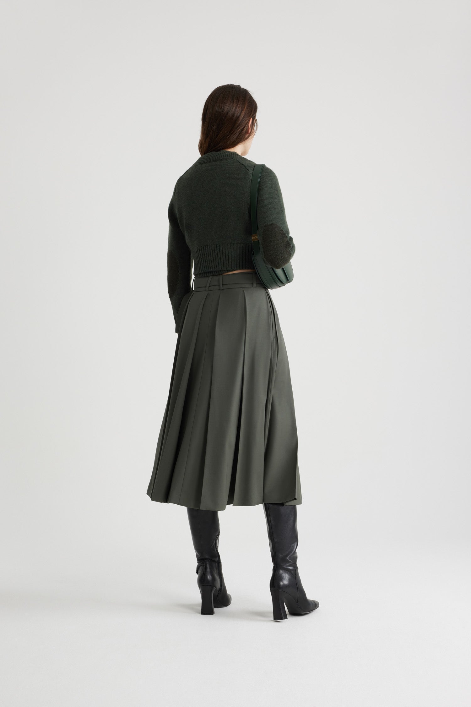 Patou H24KN2038064754B gilet cropped laine cachemire vert