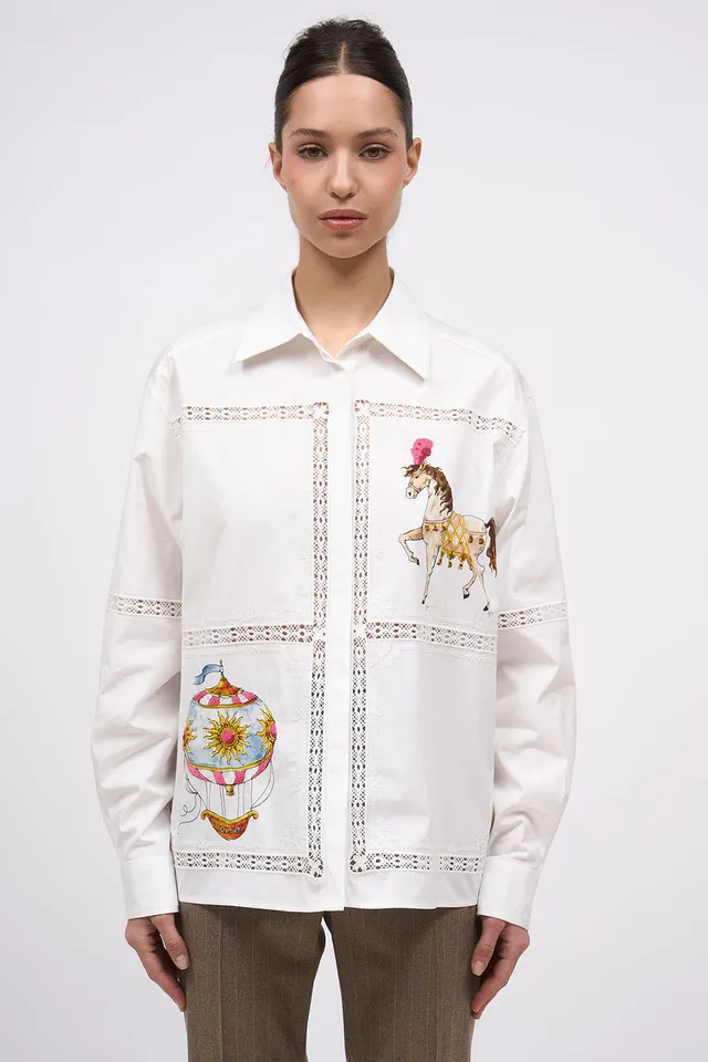 Paul & Joe Copine chemise popeline blanc dentelle