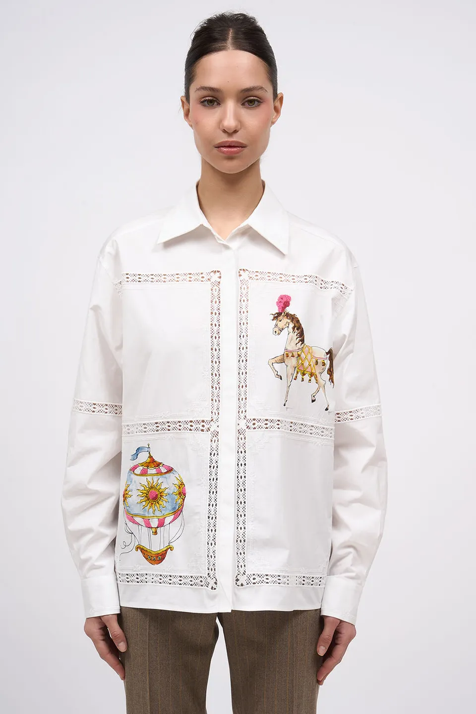 Paul & Joe Copine chemise popeline blanc dentelle