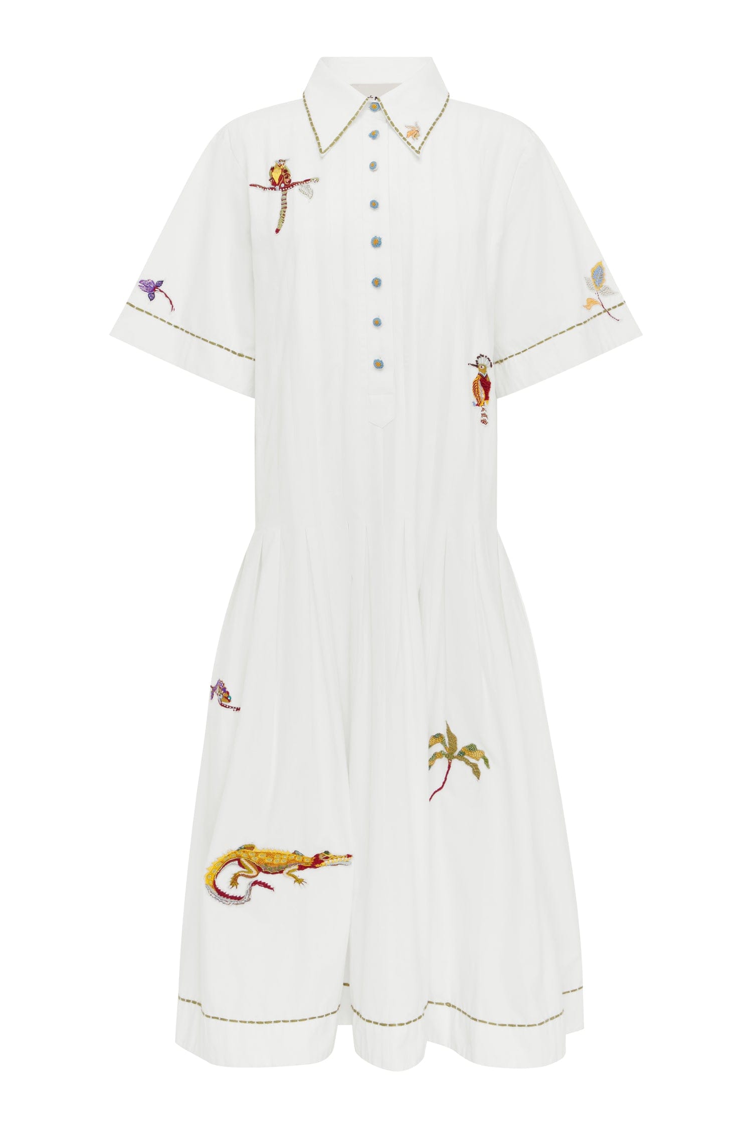 Alemäis Camelia robe chemise midi coton bio brodée