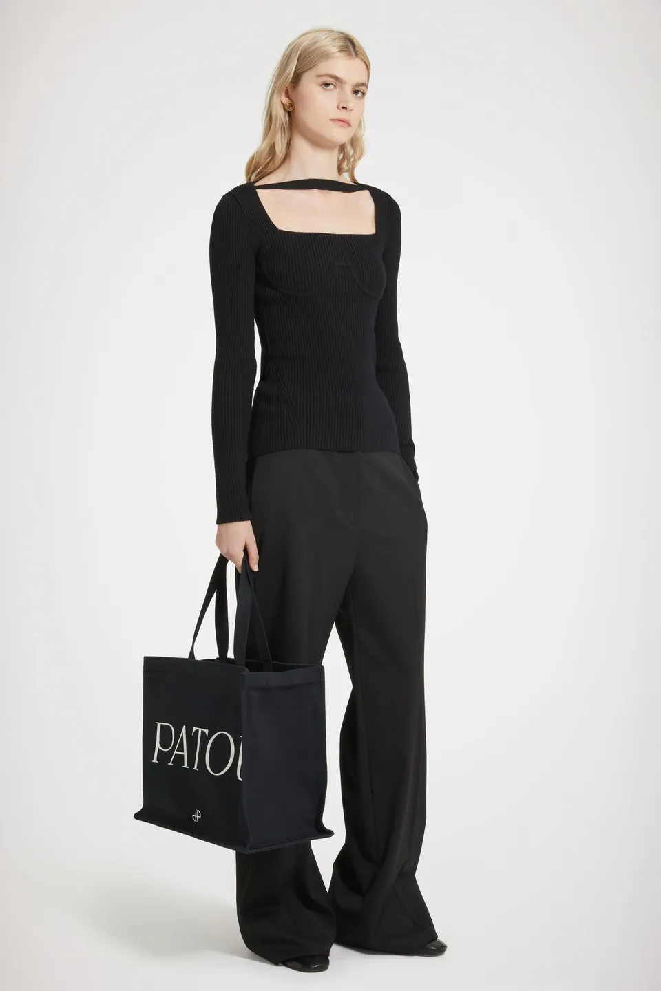 Patou Knitwear H23KN1438040999B haut corset laine noir
