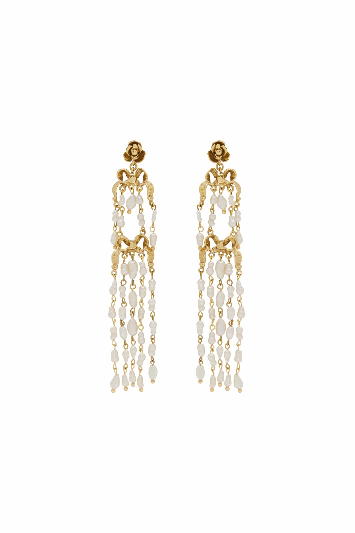 Alemais Django boucles d'oreilles dorées perles nœud