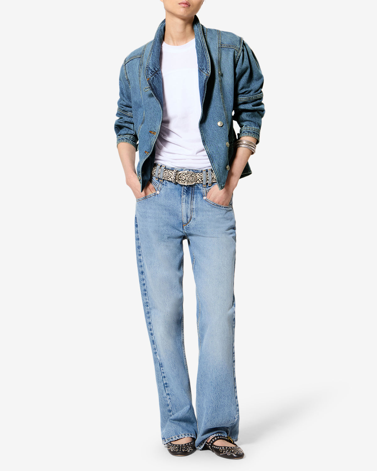 Isabel Marant Dolie veste bleu clair coupe courte