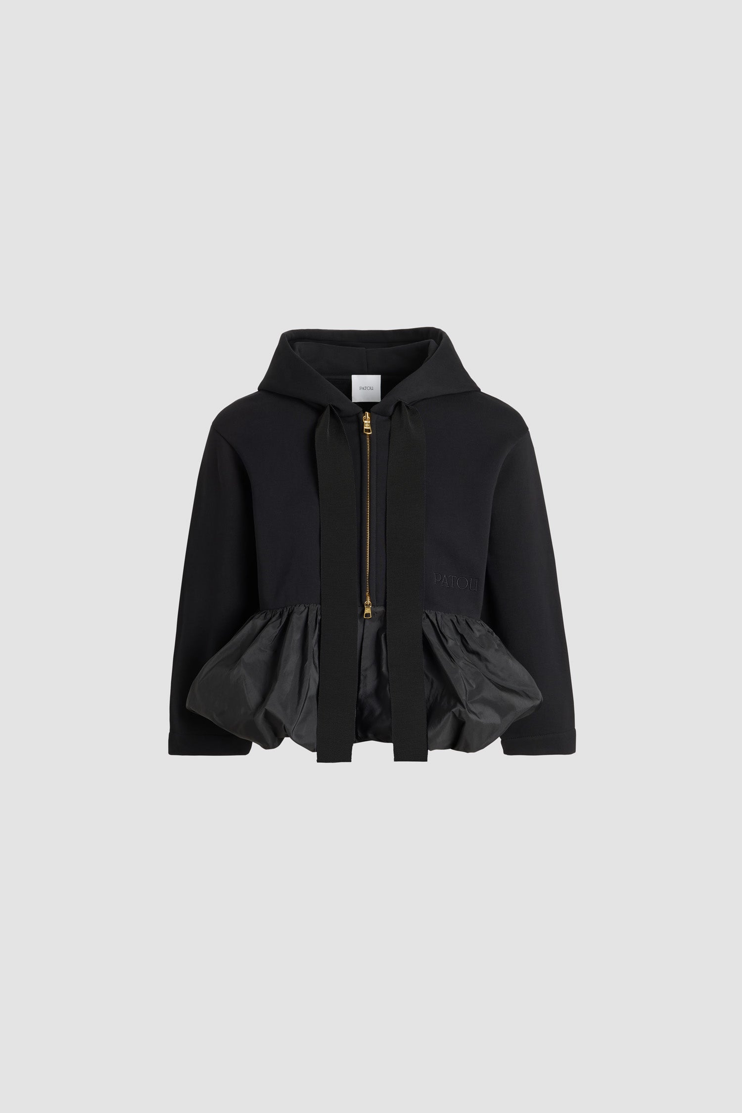 Patou JE193 hoodie coton bio noir à volant XS-XL
