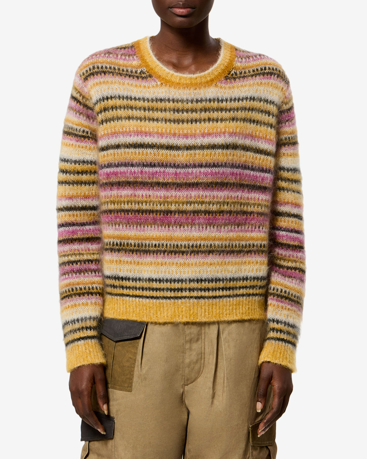 Isabel Marant Morine Pull mohair rayures mustard