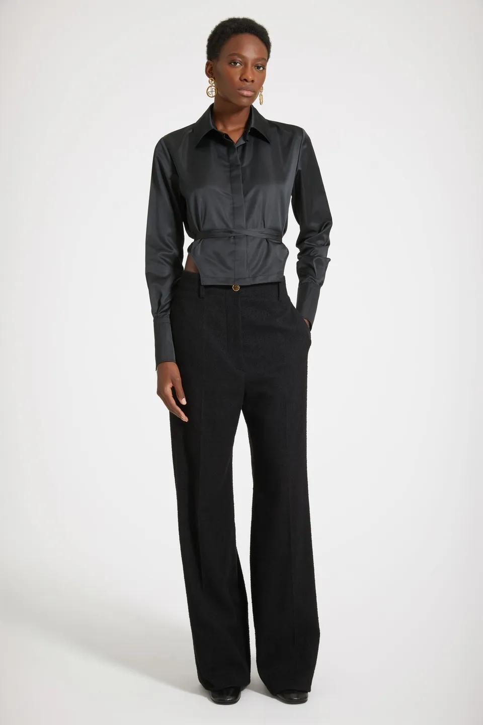 Patou TR002 pantalon tweed stretch noir 34