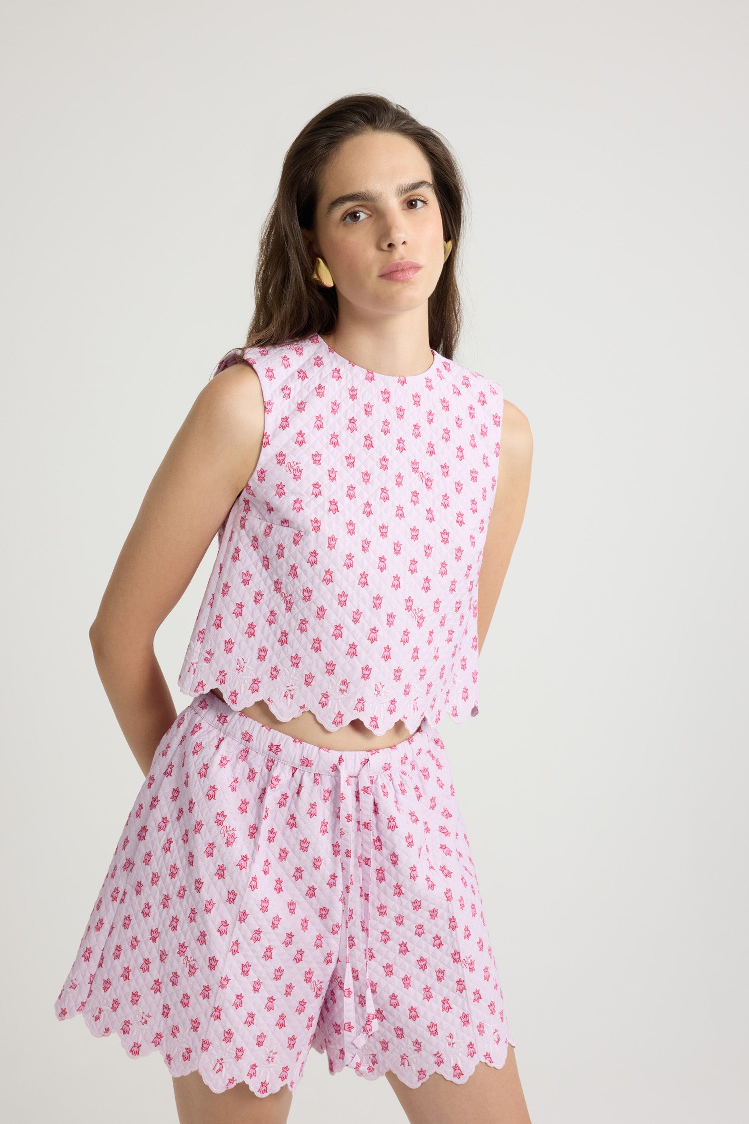 Patou P25TO16002095073 crop top viscose rose provence matelassé